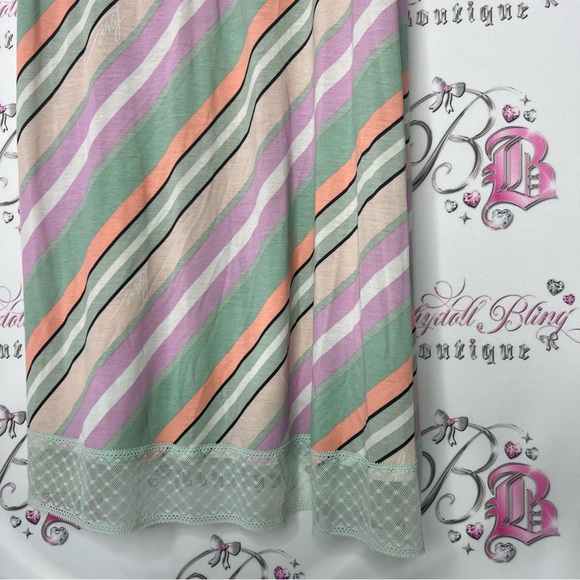 Victoria secret dress striped open back strappy pastel night gown pajamas pj - Picture 3 of 10